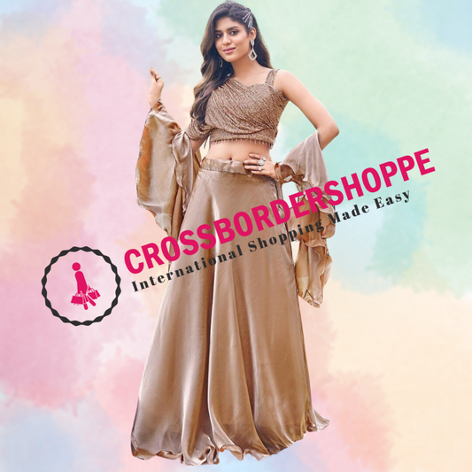 Pure organza skirt with top & designer sleeves | ready to wear | Designer wear