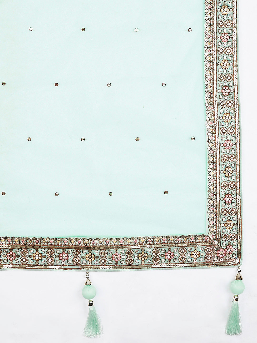 Sea Green Georgette Sequins and thread embroidery Semi-Stitched Lehenga choli & Dupatta