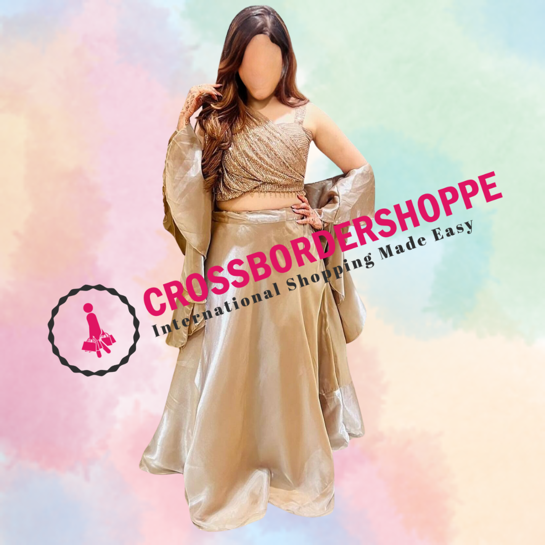 Pure organza skirt with top & designer sleeves | ready to wear | Designer wear