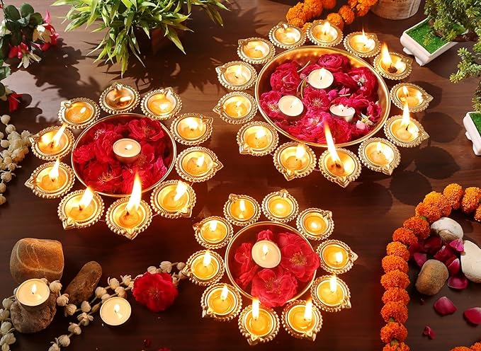 Diya Shape Flower Decorative Urli Bowl For Home Urli For Floating Flowers & Tea Light Candles Home,Table Decor| Diwali Decoration Items