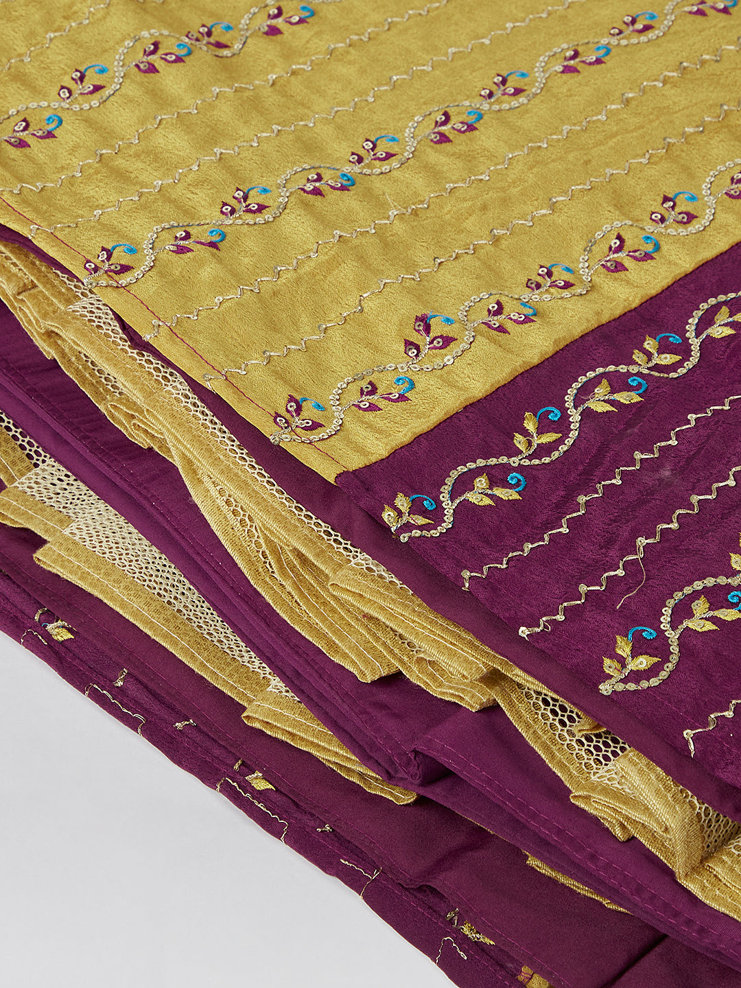 Burgundy Chiffon Position print with Sequins embroidery Semi-Stitched Lehenga choli & Dupatta