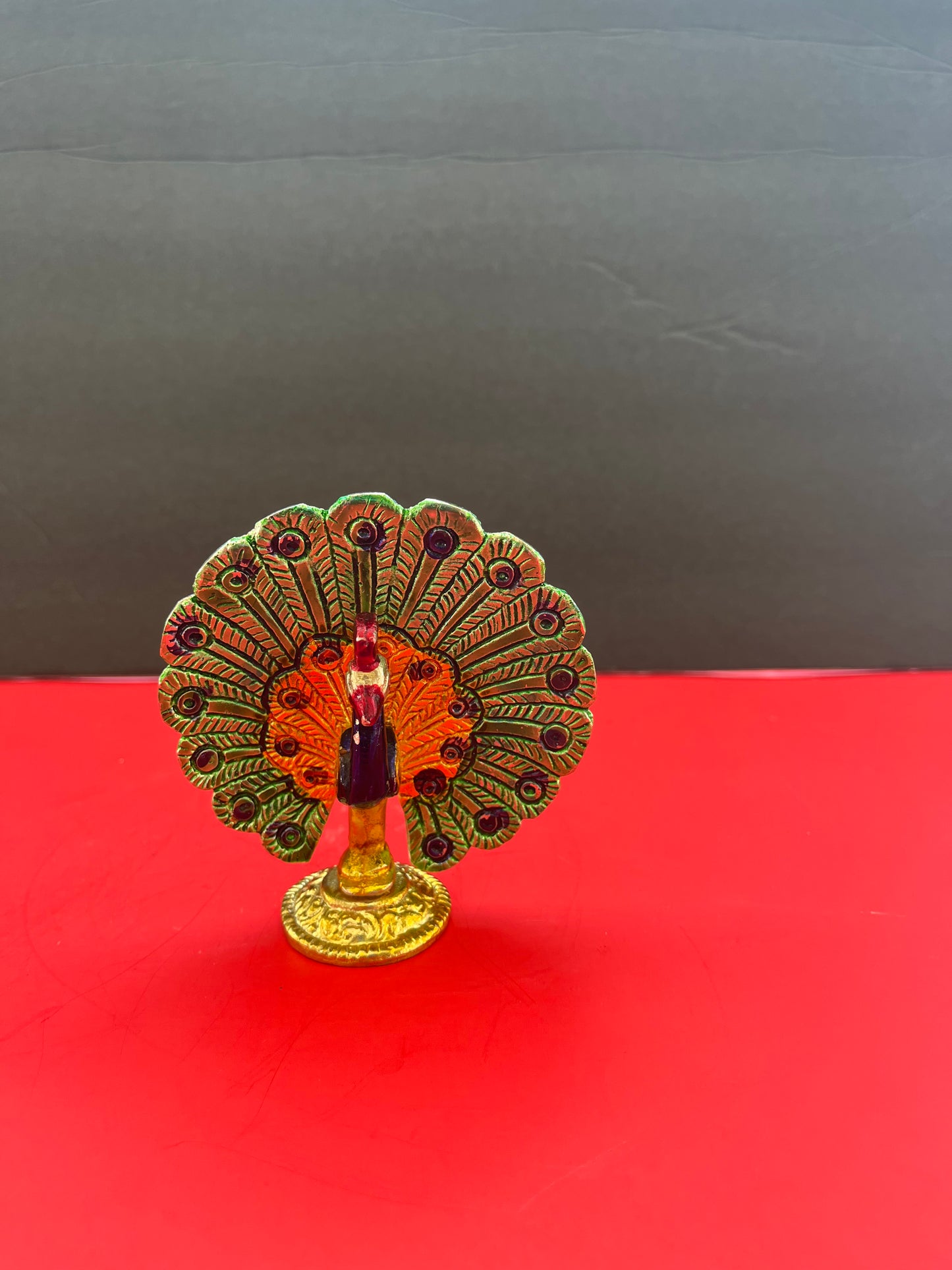 Peacock Dancing Small Meena Gold Showpiece