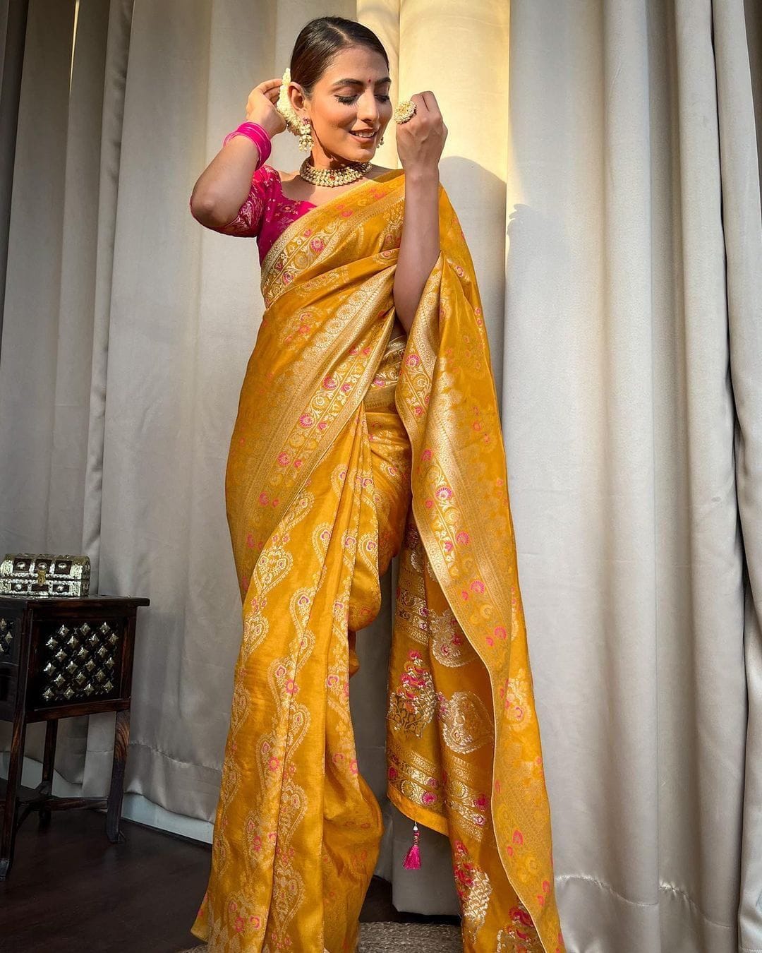 Gorgeous Pure Soft Dola Silk Saree Yellow