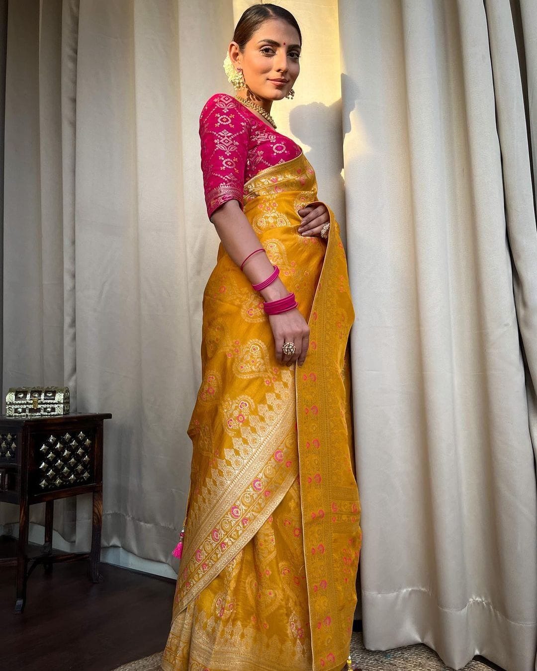 Gorgeous Pure Soft Dola Silk Saree Yellow