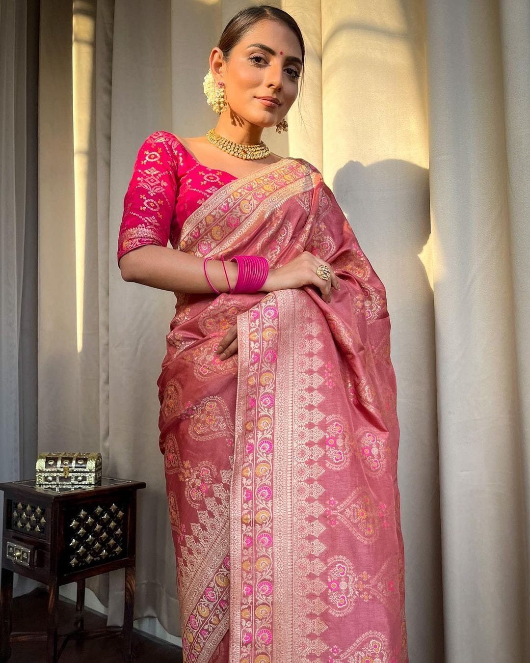 Gorgeous Pure Soft Dola Silk Sarees - Pink