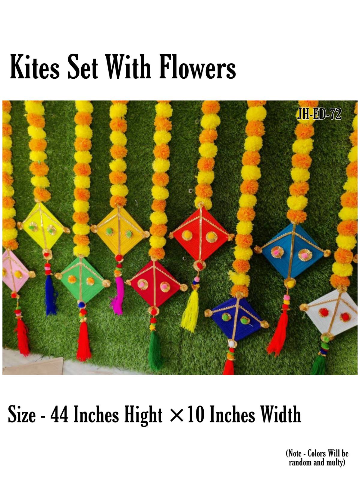 Blossom in the Skies: Kites Set With Flowers (10 Lines), Size 44x10 Inches - Soaring Floral Elegance!"