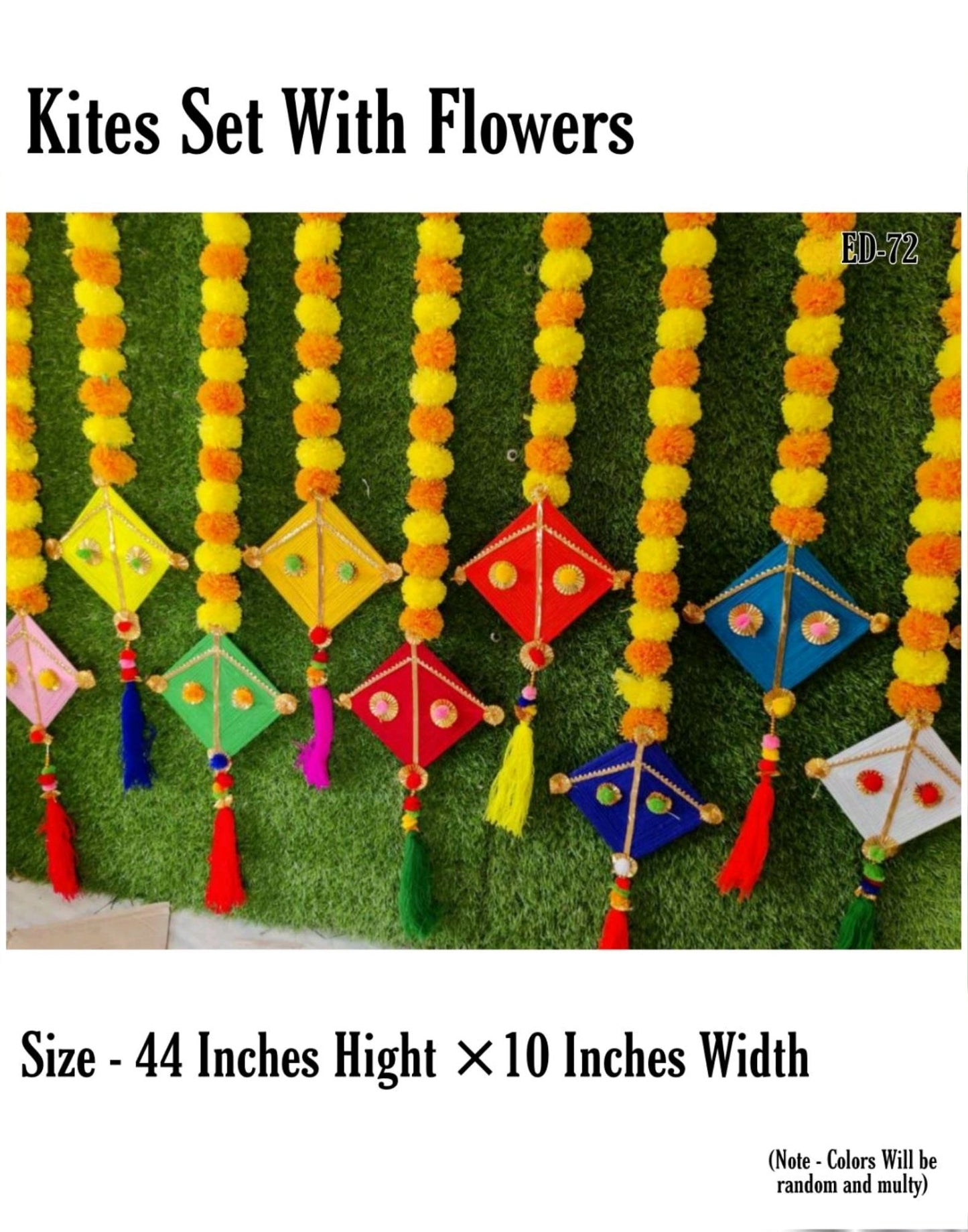 Blossom in the Skies: Kites Set With Flowers (10 Lines), Size 44x10 Inches - Soaring Floral Elegance!"