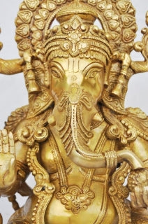 Brass metal hand carved decorative Lord Ganesha statue