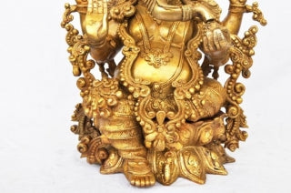 Brass metal hand carved decorative Lord Ganesha statue