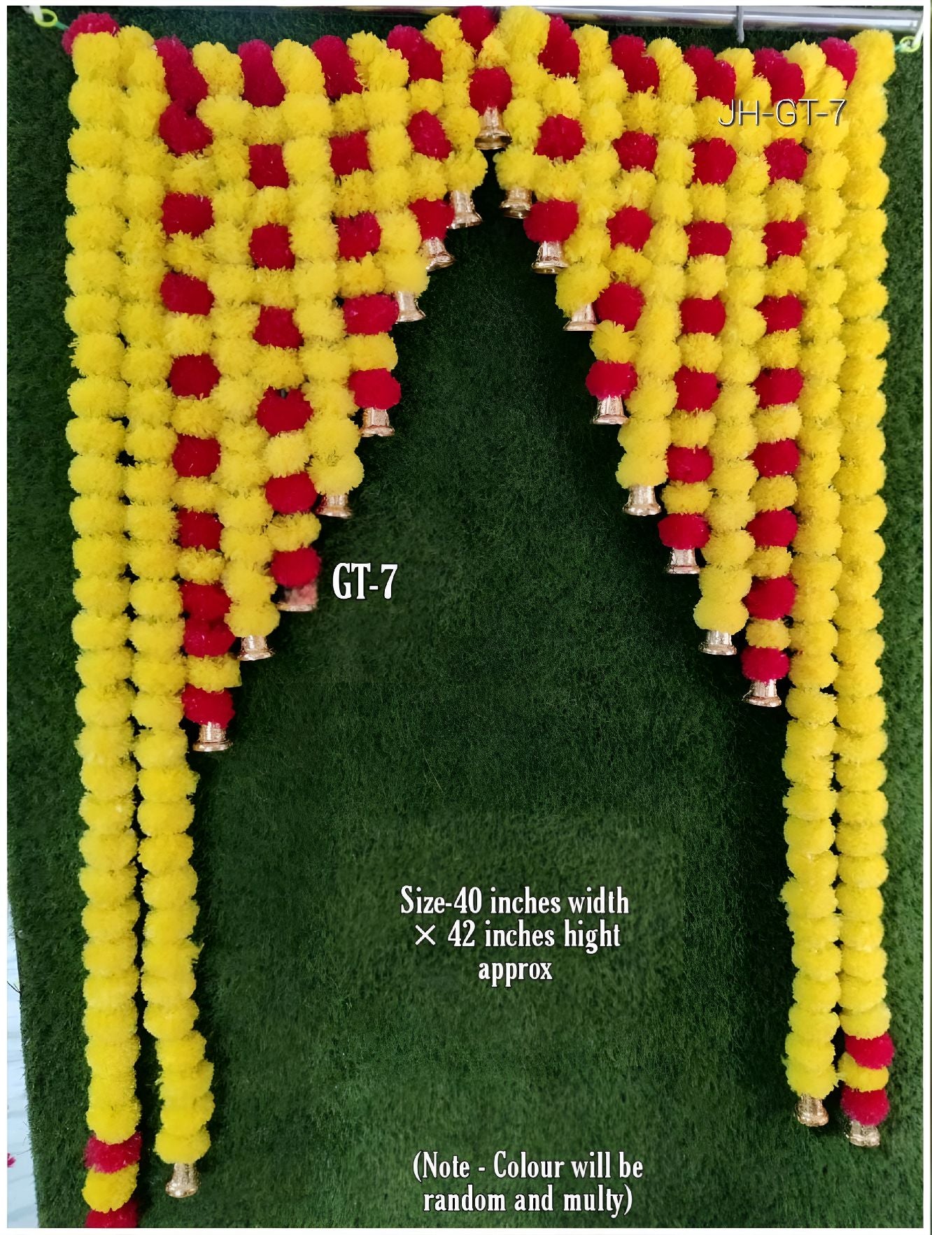 Vibrant Artificial Marigold Door Toran - 40×42 Inches ✨ | Festive Door Hanging for a Welcoming Ambiance