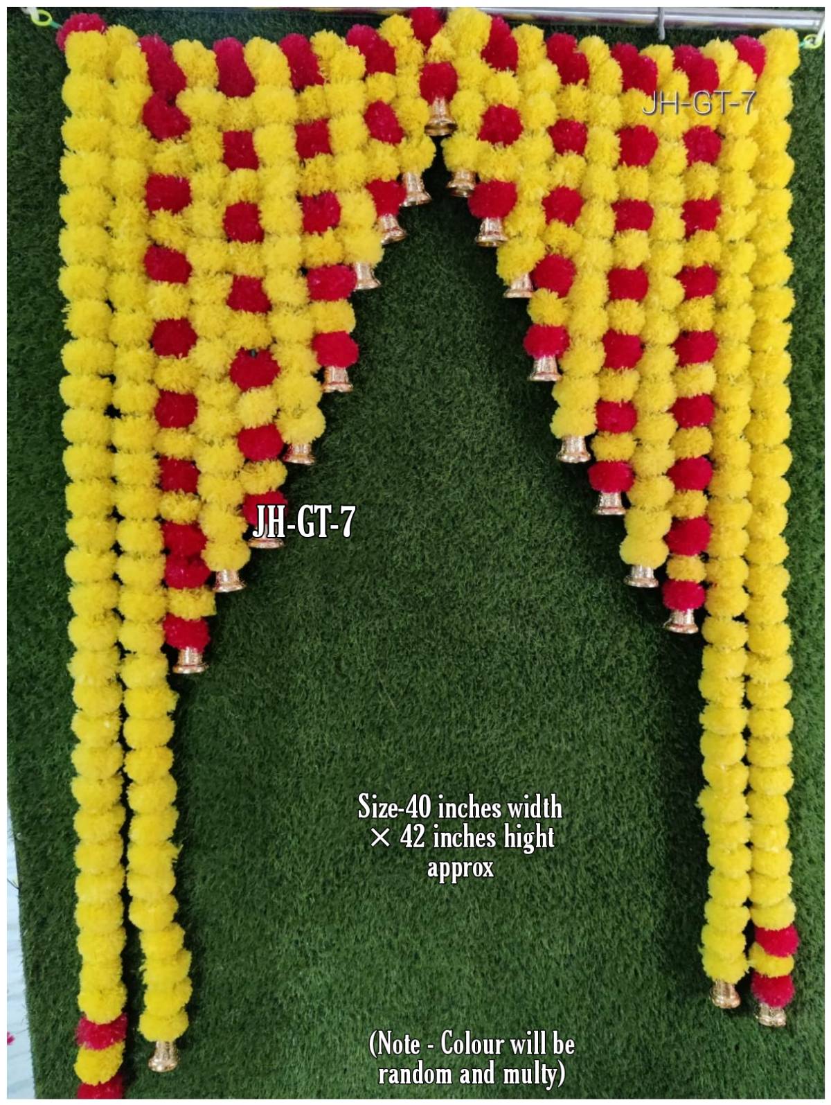 Vibrant Artificial Marigold Door Toran - 40×42 Inches ✨ | Festive Door Hanging for a Welcoming Ambiance