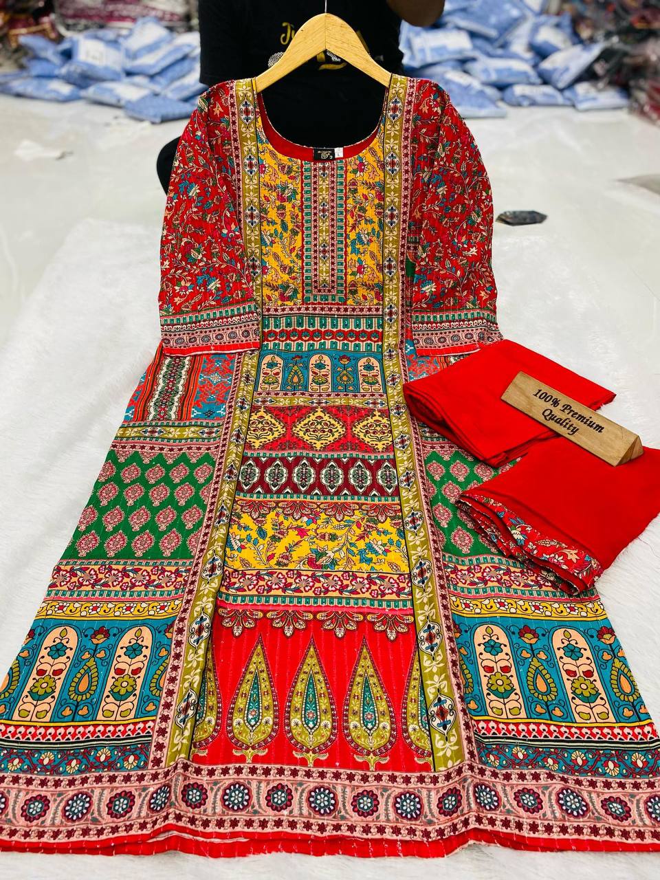 Hot Latest Kurta set with Beautiful printed Maslin full Sequence Work